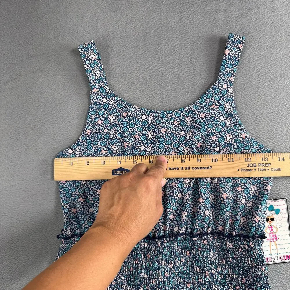 Trixxi Girl Smocked Blue Floral Dress Summer Casual‎ Cute Size 12